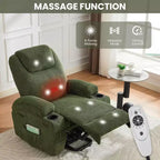 Acekool Power Lift Recliner Chair Corduroy, U-Headrest Massage Heat Chair with Dual Cup Holders for Living Room