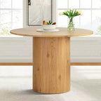 Ensemble table à manger ronde 5 pièces et 4 chaises rembourrées, ensemble de table à piédestal en bois moderne pour cuisine, coin petit-déjeuner ou salle à manger-Panipeachy