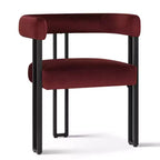 Ensemble de salle à manger 7 pièces avec chaises en velours, table ovale noire moderne et fauteuils rembourrés avec pieds en métal pour salle à manger - Panipeachy