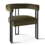 Ensemble de salle à manger 7 pièces avec chaises en velours, table ovale noire moderne et fauteuils rembourrés avec pieds en métal pour salle à manger - Panipeachy