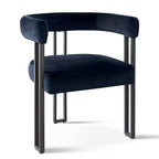 Ensemble de salle à manger 7 pièces avec chaises en velours, table ovale noire moderne et fauteuils rembourrés avec pieds en métal pour salle à manger - Panipeachy