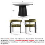 7-Piece Round Dining Table Set with 6 Upholstered Chenille Chairs, 52 Modern Pedestal Table with Metal Leg Dining Chairs for Kitchen-Panipeachy