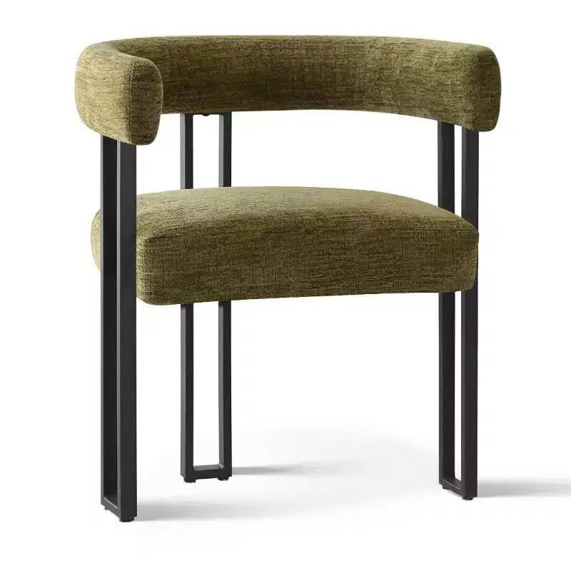 7-Piece Round Dining Table Set with 6 Upholstered Chenille Chairs, 52 Modern Pedestal Table with Metal Leg Dining Chairs for Kitchen-Panipeachy