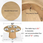 7-Piece Round Dining Table Set with 6 Upholstered Chenille Chairs, 52 Modern Pedestal Table with Metal Leg Dining Chairs for Kitchen-Panipeachy