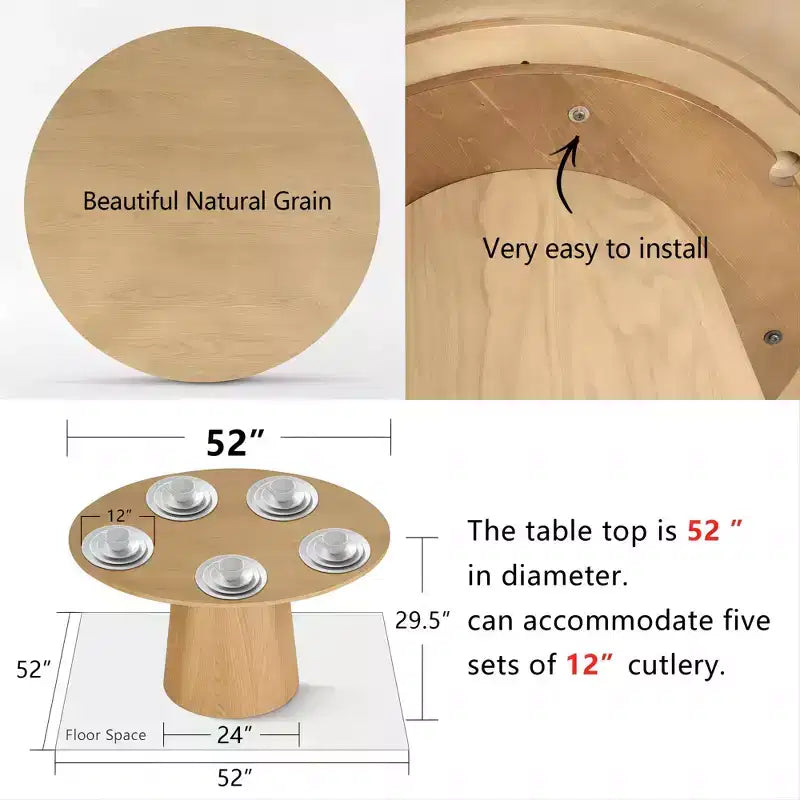 7-Piece Round Dining Table Set with 6 Upholstered Chenille Chairs, 52 Modern Pedestal Table with Metal Leg Dining Chairs for Kitchen-Panipeachy