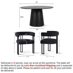 7-Piece Round Dining Table Set with 6 Upholstered Chenille Chairs, 52 Modern Pedestal Table with Metal Leg Dining Chairs for Kitchen-Panipeachy