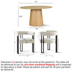 7-Piece Round Dining Table Set with 6 Upholstered Chenille Chairs, 52 Modern Pedestal Table with Metal Leg Dining Chairs for Kitchen-Panipeachy