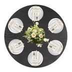 7-Piece Round Dining Table Set with 6 Upholstered Chenille Chairs, 52 Modern Pedestal Table with Metal Leg Dining Chairs for Kitchen-Panipeachy