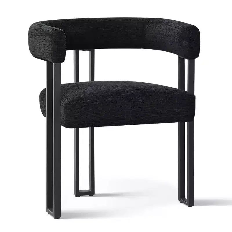 7-Piece Round Dining Table Set with 6 Upholstered Chenille Chairs, 52 Modern Pedestal Table with Metal Leg Dining Chairs for Kitchen-Panipeachy