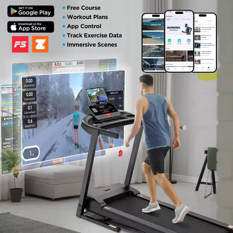 Foldable Home Treadmill with 9% 3-Level Manual Incline,300 lbs Capacity and HIFi Bluetooth Speaker for Home with Walking Running