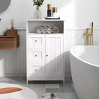 Bathroom Single Door Cabinet With 3 Drawers, Multi-functional Wooden Storage Cabinet For Bathroom Kitchen Living Room Hallway Apartment White