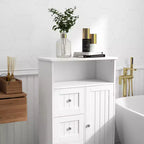 Bathroom Single Door Cabinet With 3 Drawers, Multi-functional Wooden Storage Cabinet For Bathroom Kitchen Living Room Hallway Apartment White