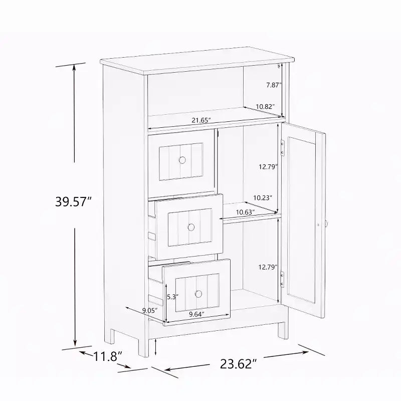 Bathroom Single Door Cabinet With 3 Drawers, Multi-functional Wooden Storage Cabinet For Bathroom Kitchen Living Room Hallway Apartment White
