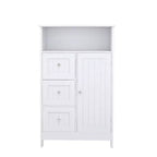 Bathroom Single Door Cabinet With 3 Drawers, Multi-functional Wooden Storage Cabinet For Bathroom Kitchen Living Room Hallway Apartment White