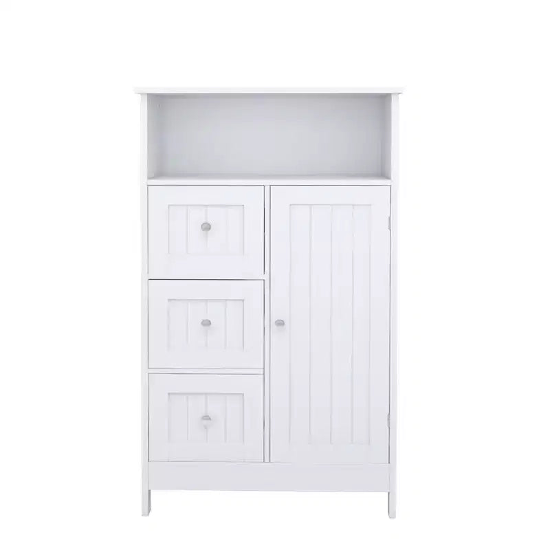 Bathroom Single Door Cabinet With 3 Drawers, Multi-functional Wooden Storage Cabinet For Bathroom Kitchen Living Room Hallway Apartment White
