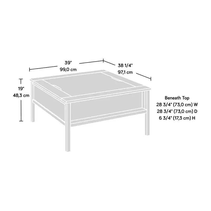 Table basse carrée moderne GDFStudio Fairview avec plateau de jeu et rangement caché