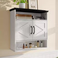 Bathroom Wall Cabinet Over The Toilet Storage with Barn Doors & 2 Drawers, Adjustable Shelves Farmhouse Bathroom Organizer