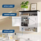 Bathroom Wall Cabinet Over The Toilet Storage with Barn Doors & 2 Drawers, Adjustable Shelves Farmhouse Bathroom Organizer