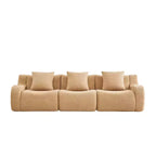 Canapé modulable moderne avec accoudoir incurvé, tissu bouclette, 3 places, assise profonde Cloud Sofa pour salon et chambre à coucher, aucun assemblage requis-Panipeachy