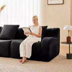 Canapé modulable moderne avec accoudoir incurvé, tissu bouclette, 3 places, assise profonde Cloud Sofa pour salon et chambre à coucher, aucun assemblage requis-Panipeachy