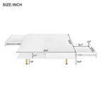 TUYOHW Exquisite Coffee Table with Drawers,2-Tie Wooden Center Table for Home Decor,Living Room Cocktail Table with High Gloss Top,110lbs Max,White