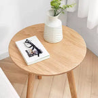 TUYOHW Modern Coffee Table with 100% Oak Wood Frame,17.7 Low End Table for Living Room,Rustic Round Side Table,Easy to Assemble,Natural