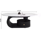 TUYOHW Modern Nesting Coffee Table Set of 2,Oval Coffee Table for Living Room,Round End Table Set with Drawer,Storage Cocktail Table,Black/White