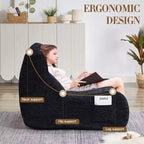 Fauteuil poire géant Okak avec accoudoirs, fauteuil de sol avec éponge haute résilience, canapé poire paresseux pour adultes, fauteuil d'appoint
