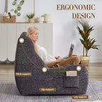 Fauteuil poire géant Okak avec accoudoirs, fauteuil de sol avec éponge haute résilience, canapé poire paresseux pour adultes, fauteuil d'appoint