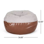 Okak 5 FT Rounded Bean Bag Chair, Faux Leather Bean Bag Sofa Floor Chair Comfy Sofa Chair for Living Room, Bedroom