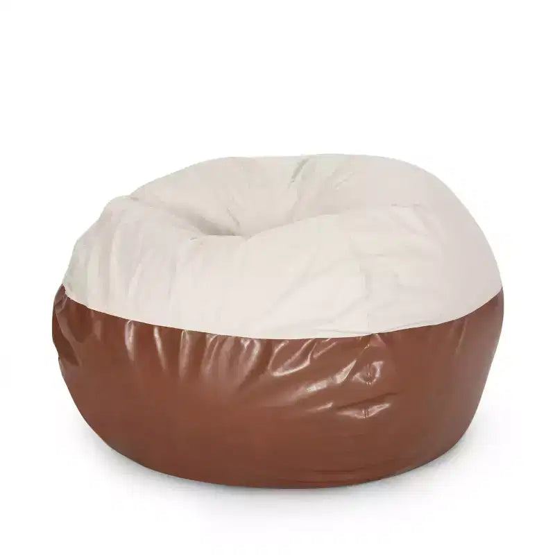 Okak 5 FT Rounded Bean Bag Chair, Faux Leather Bean Bag Sofa Floor Chair Comfy Sofa Chair for Living Room, Bedroom