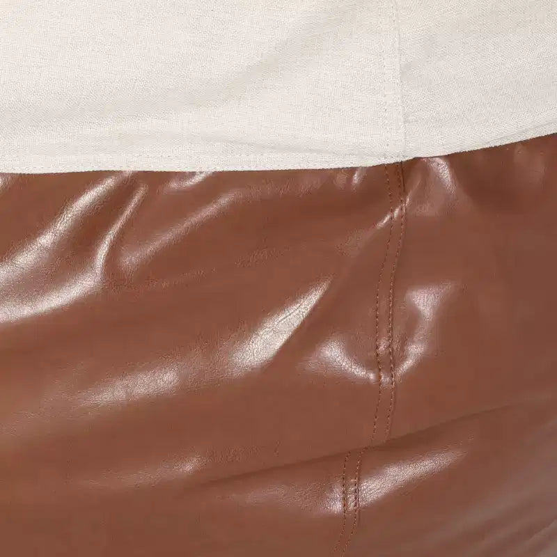 Okak 5 FT Rounded Bean Bag Chair, Faux Leather Bean Bag Sofa Floor Chair Comfy Sofa Chair for Living Room, Bedroom