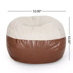 Okak 5 FT Rounded Bean Bag Chair, Faux Leather Bean Bag Sofa Floor Chair Comfy Sofa Chair for Living Room, Bedroom