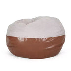Okak 5 FT Rounded Bean Bag Chair, Faux Leather Bean Bag Sofa Floor Chair Comfy Sofa Chair for Living Room, Bedroom