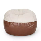 Okak 5 FT Rounded Bean Bag Chair, Faux Leather Bean Bag Sofa Floor Chair Comfy Sofa Chair for Living Room, Bedroom