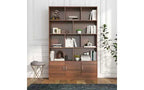 TUYOHW 4-Tier Tall Bookshelves with 10 Cubes and 3 Doors,Open Shelf Bookshelf with Storage Cabinet,Wood Bookcases for Living Room,Office