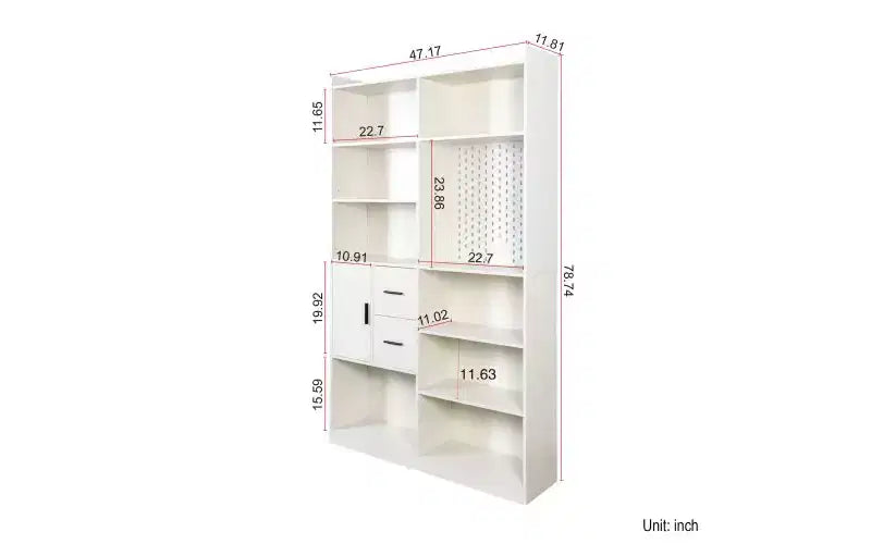 TUYOHW 4-Tier Tall Bookshelves with 10 Cubes and 3 Doors,Open Shelf Bookshelf with Storage Cabinet,Wood Bookcases for Living Room,Office