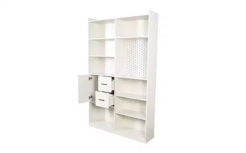 TUYOHW 4-Tier Tall Bookshelves with 10 Cubes and 3 Doors,Open Shelf Bookshelf with Storage Cabinet,Wood Bookcases for Living Room,Office
