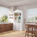 Hitow Meuble de Rangement de Cuisine Autonome Armoire de Rangement avec 4 Tiroirs/Étagères Ouvertes Meuble Organisateur pour Cuisine et Bar à Café