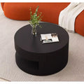 TUYOHW 31.5 On-Trend Fluted Accent Coffee Table,2-Tier Round Center Table Chic End Table for Living Room,Storage Side Table,110lbs Capacity