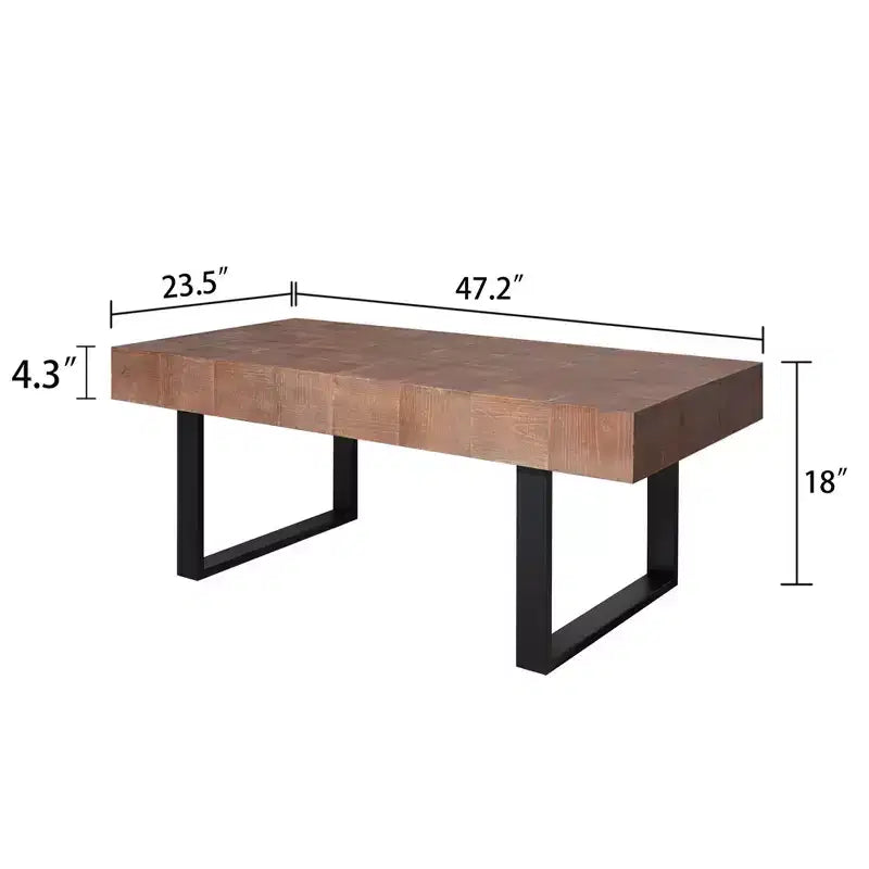 GDFStudio Leva Industrial Wooden Coffee Table with Metal Legs