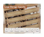 Rattan Dresser for Bedroom, Modern 8 Drawer Wooden Dresser Chest, Wide Wood Beside Table for Closet, Nursery, Living Room and Entryway