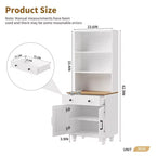 Modern Kitchen Pantry Cabinet with Adjustable Shelves, Drawer & 4 Gourd-Shaped Legs, 5 Tier Farmhouse Storage Bookshelf for Living Room