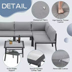 Mondawe 7 Pieces Metal Outdoor Furniture Sets Patio Sectional Sofa Garden Conversation Sets