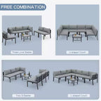 Mondawe 7 Pieces Metal Outdoor Furniture Sets Patio Sectional Sofa Garden Conversation Sets