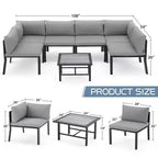 Mondawe 7 Pieces Metal Outdoor Furniture Sets Patio Sectional Sofa Garden Conversation Sets