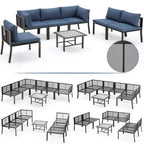 Mondawe 7 Pieces Metal Outdoor Furniture Sets Patio Sectional Sofa Garden Conversation Sets