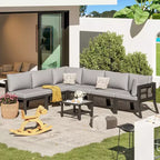 Mondawe 7 Pieces Metal Outdoor Furniture Sets Patio Sectional Sofa Garden Conversation Sets