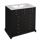 Meuble-lavabo de salle de bain de 30 pouces avec évier, armoire de rangement de salle de bain avec tiroirs et portes à fermeture douce, noir