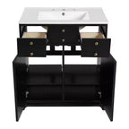 Meuble-lavabo de salle de bain de 30 pouces avec évier, armoire de rangement de salle de bain avec tiroirs et portes à fermeture douce, noir
